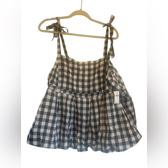 Old Navy babydoll gingham sleeveless top NWT plus size 2X square neck farmhouse - Picture 2 of 8